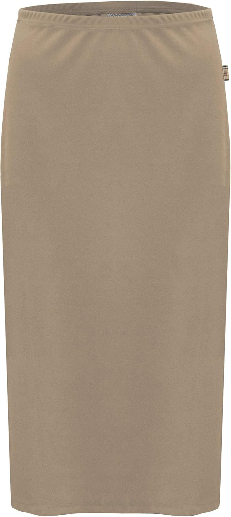 Baby'O Women's Basic Modest 26" Below The Knee Length Stretch Knit Straight Skirt