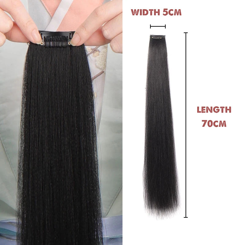 Hanfu Wig Piece Corn Whisker Hairstyle One Piece Hair Extension Non Knotted Long Straight Hair Piece Antique Hairstyle for Women