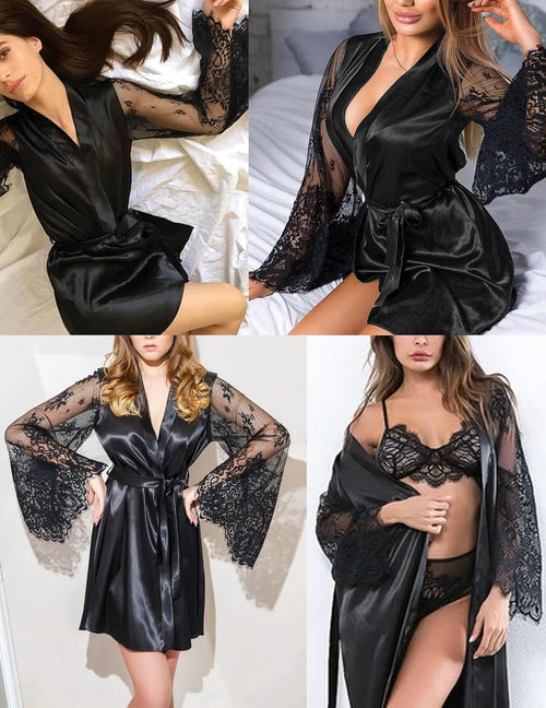 Avidlove Women'S Satin Kimono Robe for Bridesmaid and Bride Wedding Party Getting Ready Short Robe
