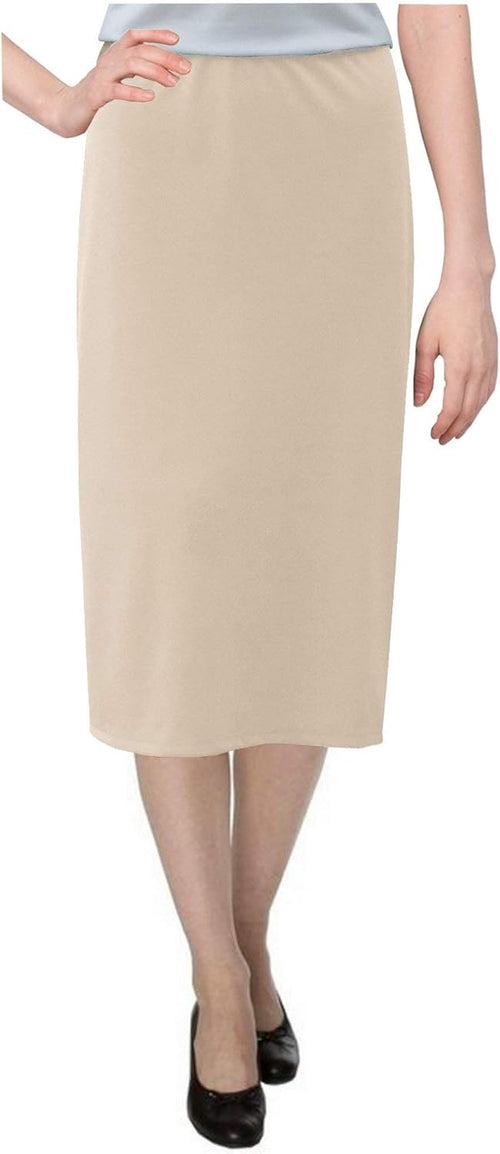 Baby'O Women's Basic Modest 26" Below The Knee Length Stretch Knit Straight Skirt