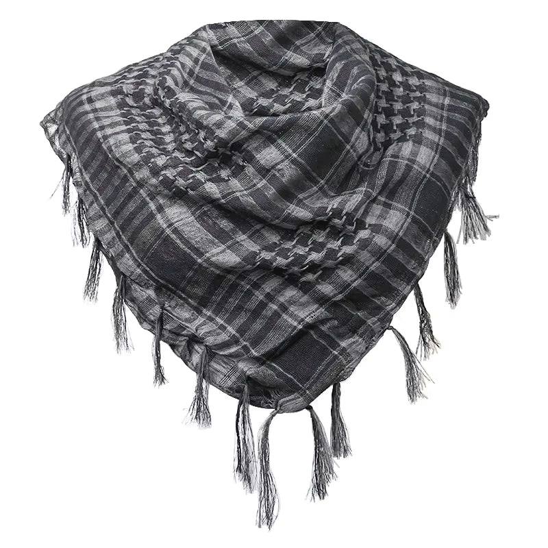 Houndstooth Scarf Plaid Hijab Bandana Hiking Scarves Arab Tactical Elegant Womens Shawl Shemagh Light Tassel for Men 100X100Cm