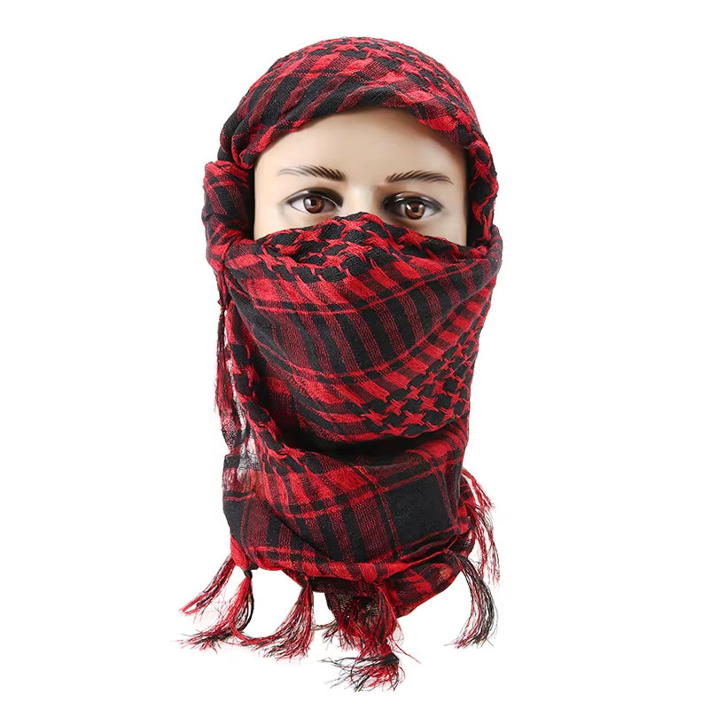 Houndstooth Scarf Plaid Hijab Bandana Hiking Scarves Arab Tactical Elegant Womens Shawl Shemagh Light Tassel for Men 100X100Cm