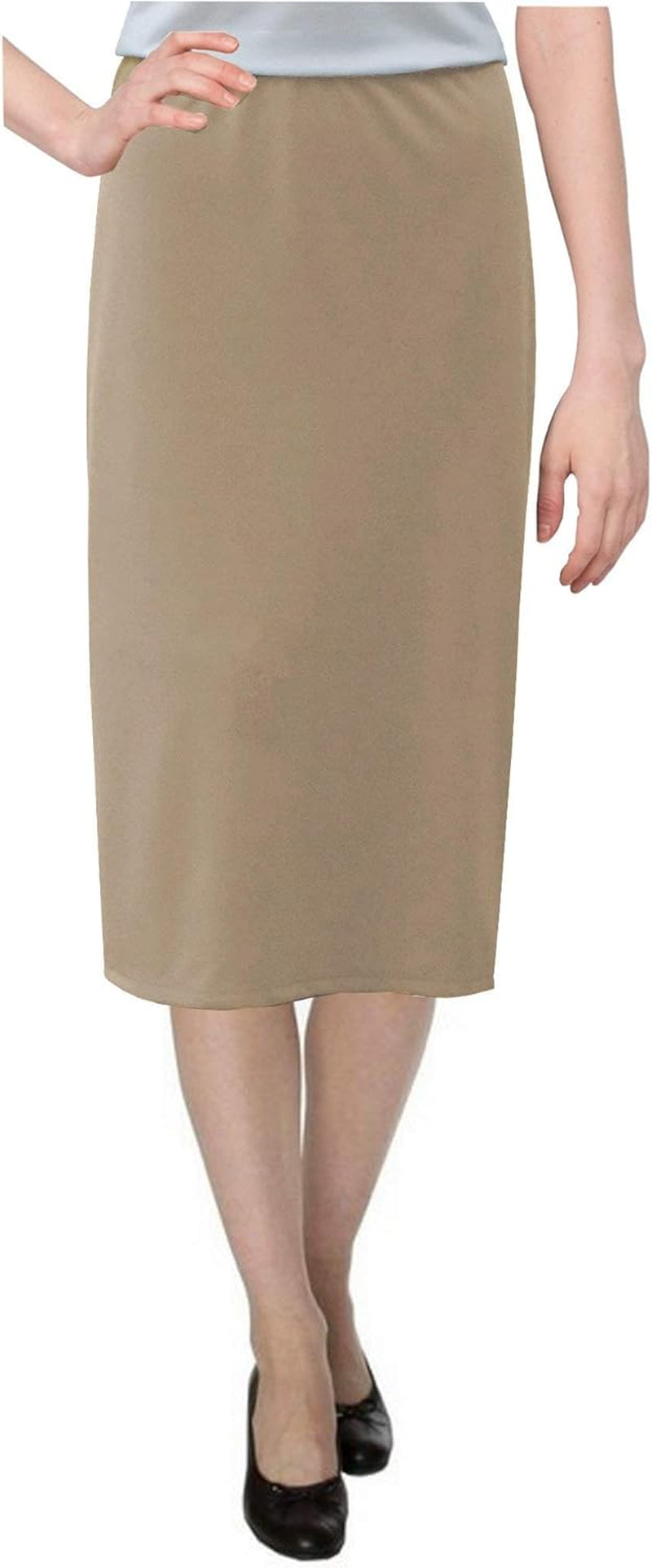 Baby'O Women's Basic Modest 26" Below The Knee Length Stretch Knit Straight Skirt