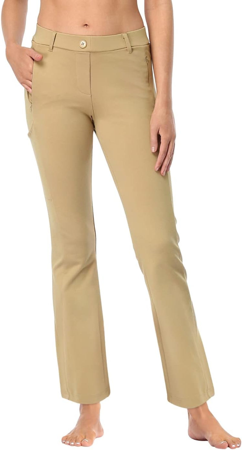 HDE Yoga Dress Pants for Women Straight Leg Pull On Pants with 8 Pockets