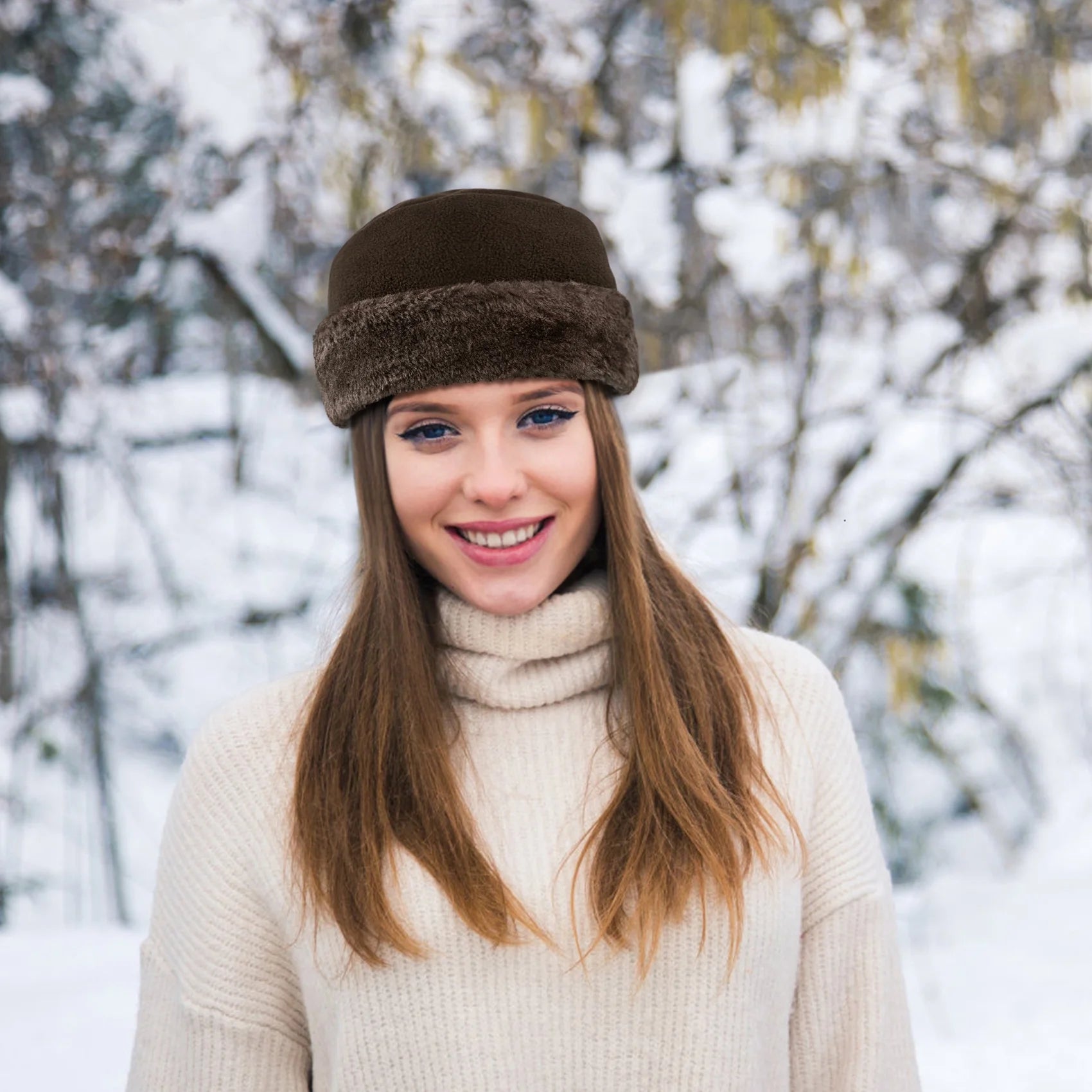 Winter Hats for Women Long Classic Scarf Warmer Gloves Set Winter Accessories for Women Brown