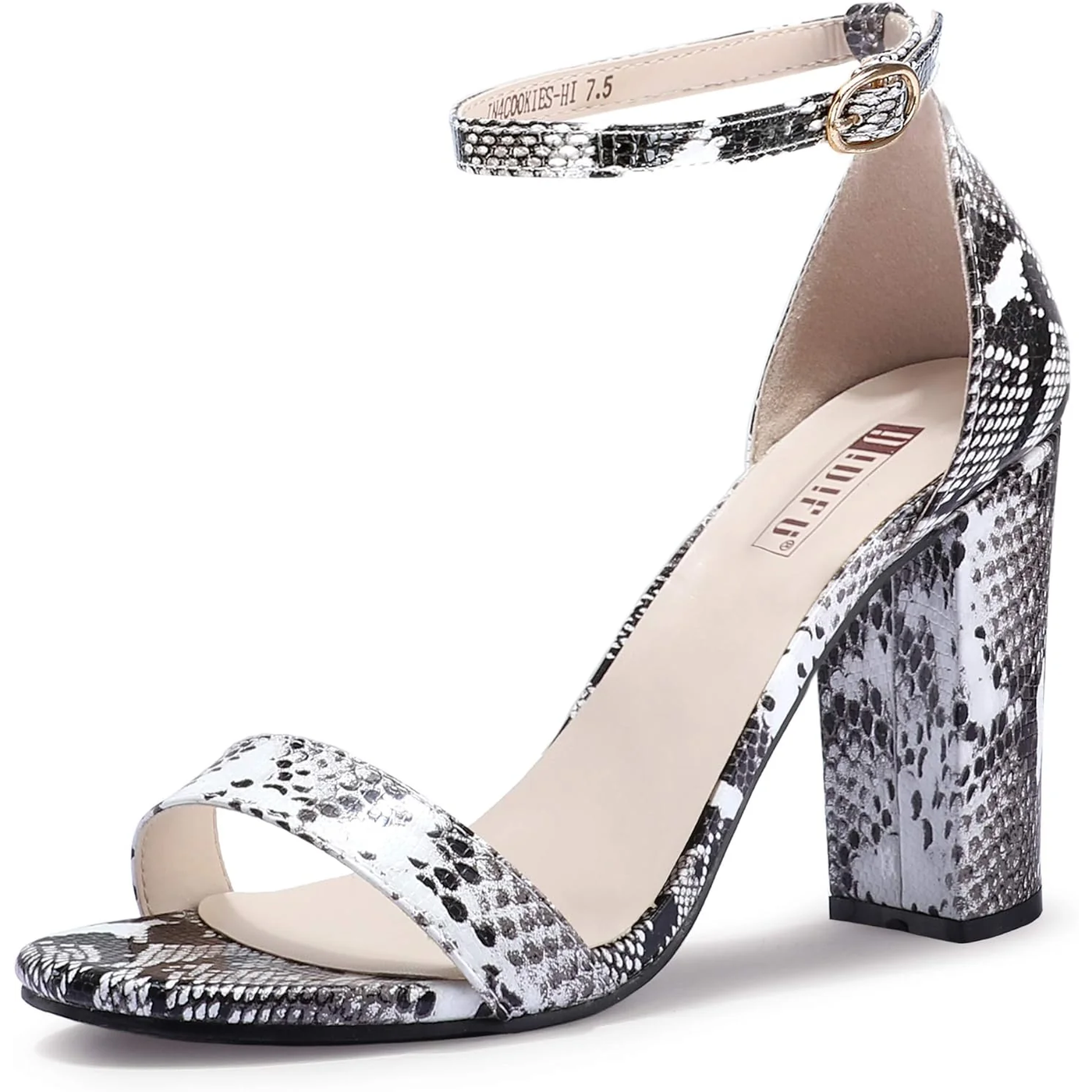 IDIFU Women'S IN4 Cookie-Hi Chunky High Heel Sandals Open Toe Ankle Strap Wedding Bridal Prom Dress Shoes for Women Bride Bridesmaid