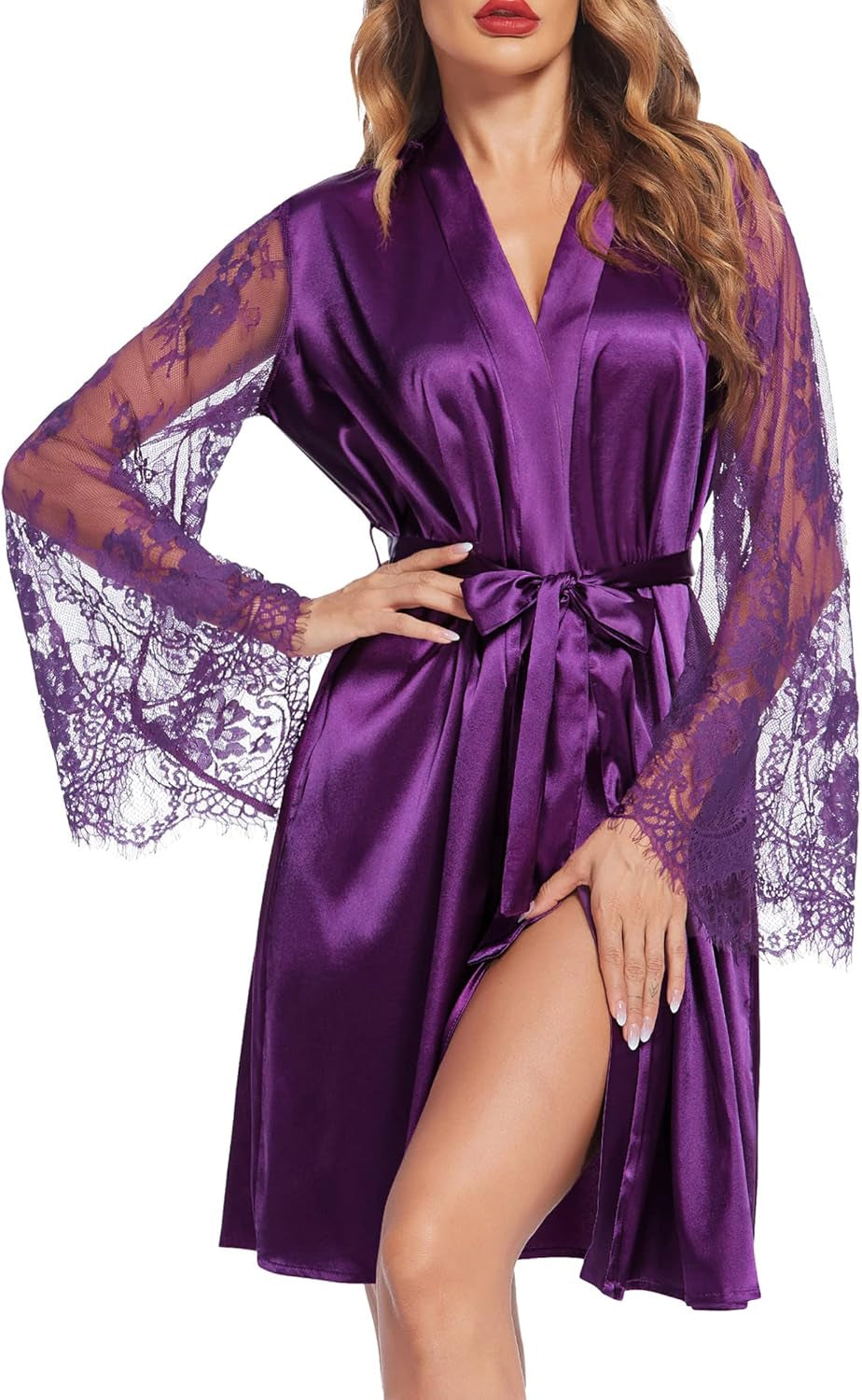 Avidlove Women'S Satin Kimono Robe for Bridesmaid and Bride Wedding Party Getting Ready Short Robe