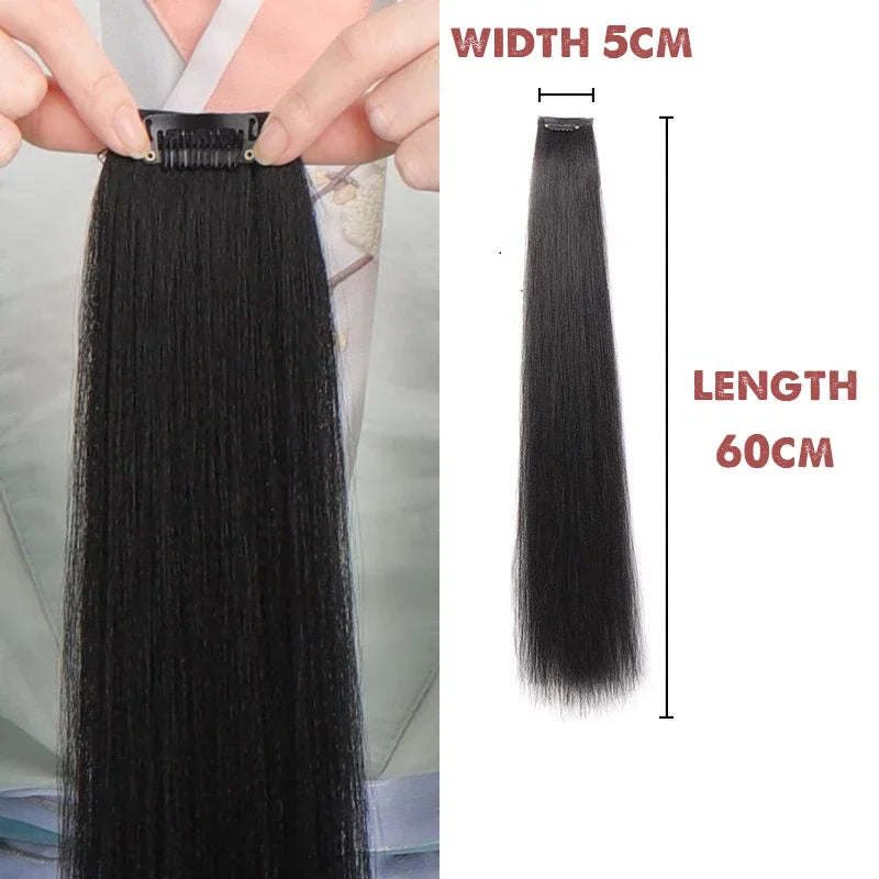 Hanfu Wig Piece Corn Whisker Hairstyle One Piece Hair Extension Non Knotted Long Straight Hair Piece Antique Hairstyle for Women