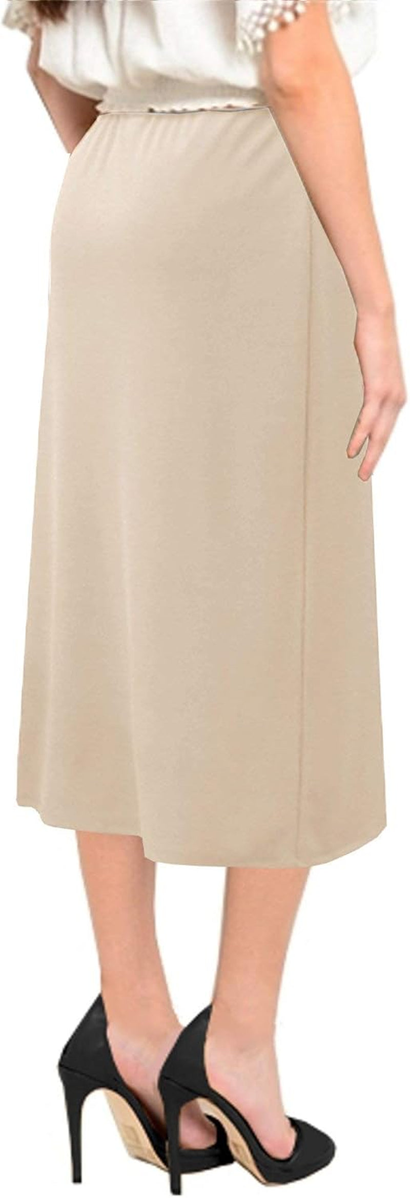 Baby'O Women's Basic Modest 26" Below The Knee Length Stretch Knit Straight Skirt