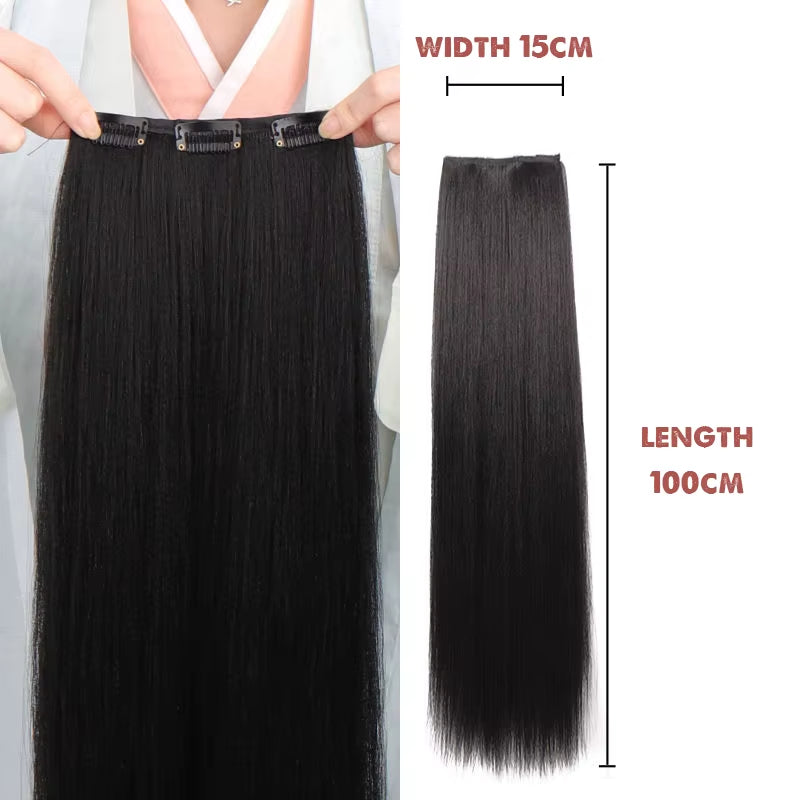 Hanfu Wig Piece Corn Whisker Hairstyle One Piece Hair Extension Non Knotted Long Straight Hair Piece Antique Hairstyle for Women