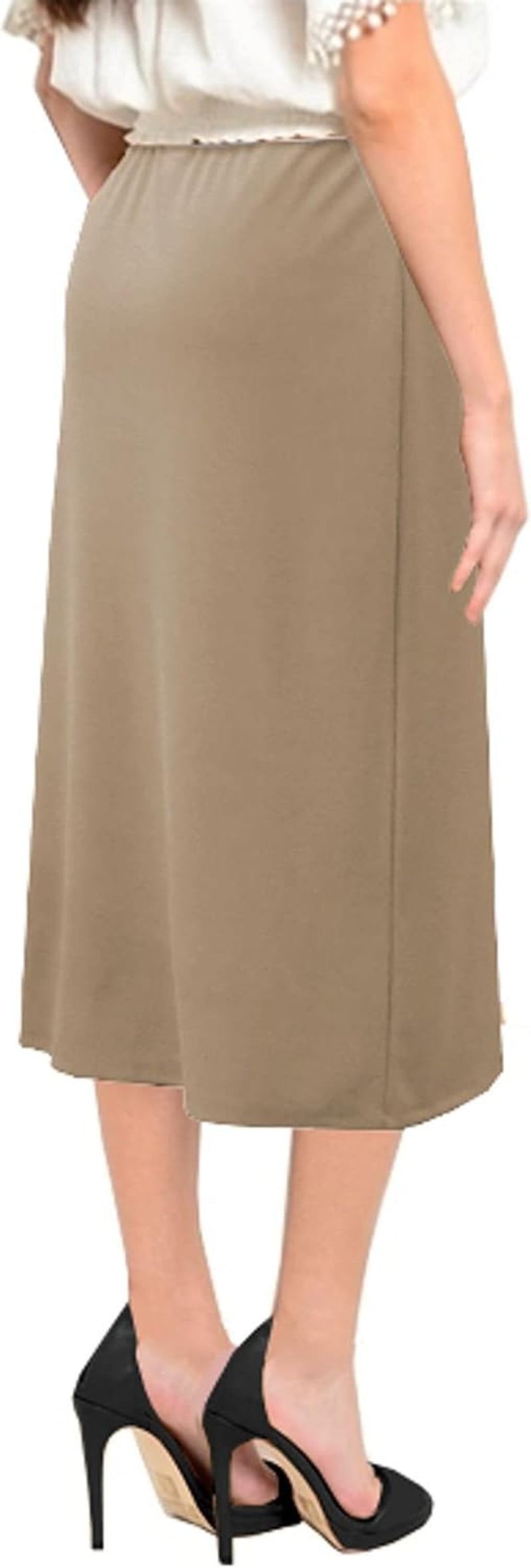 Baby'O Women's Basic Modest 26" Below The Knee Length Stretch Knit Straight Skirt