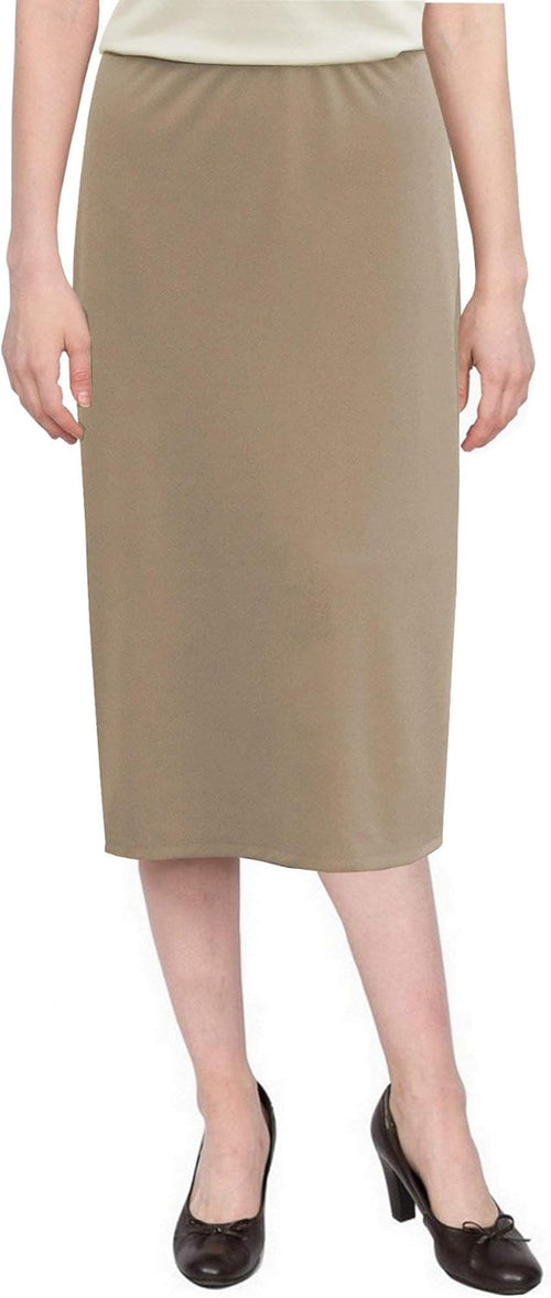 Baby'O Women's Basic Modest 26" Below The Knee Length Stretch Knit Straight Skirt