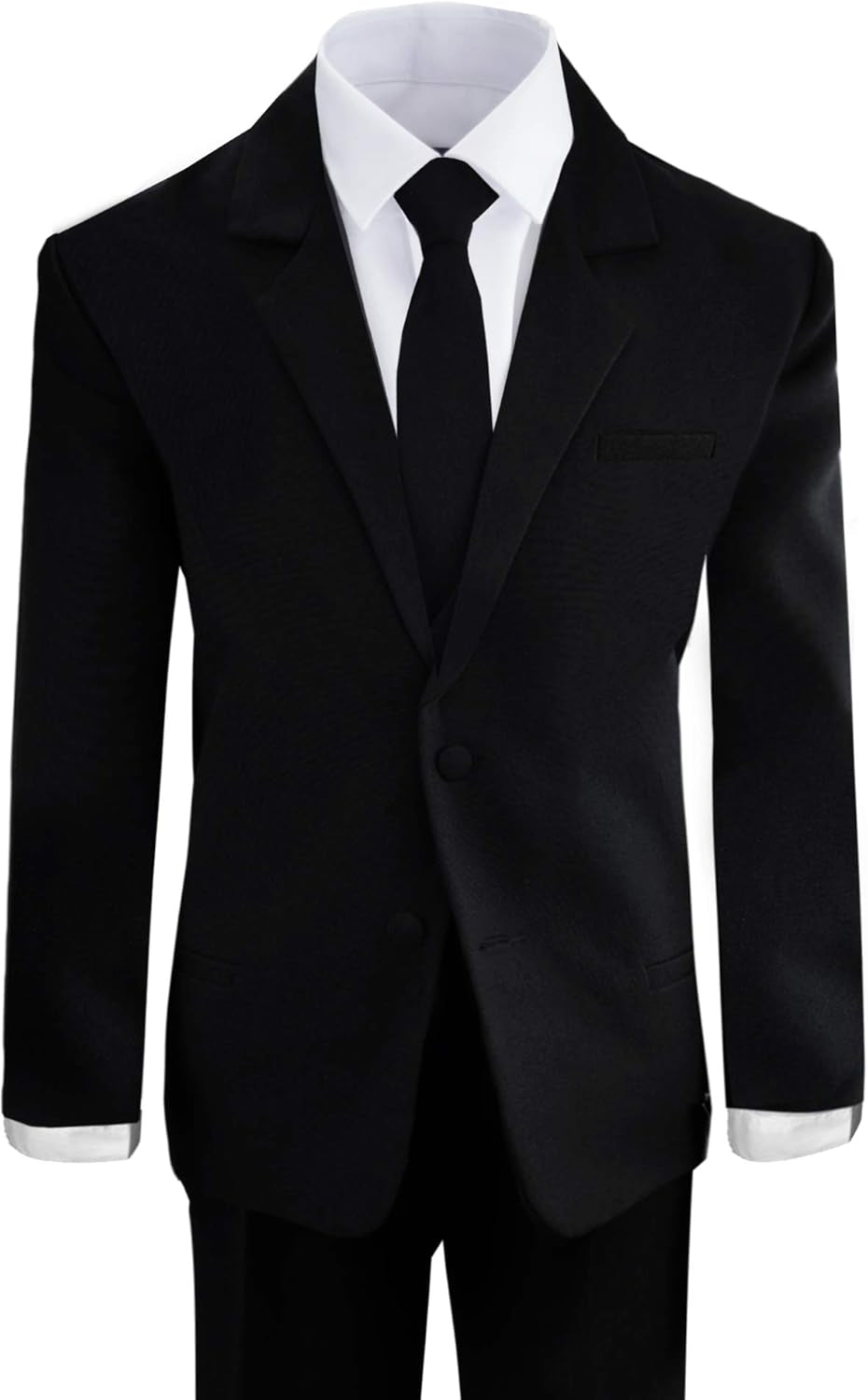 Black n Bianco Boys' Formal Black Suit with Shirt and Vest