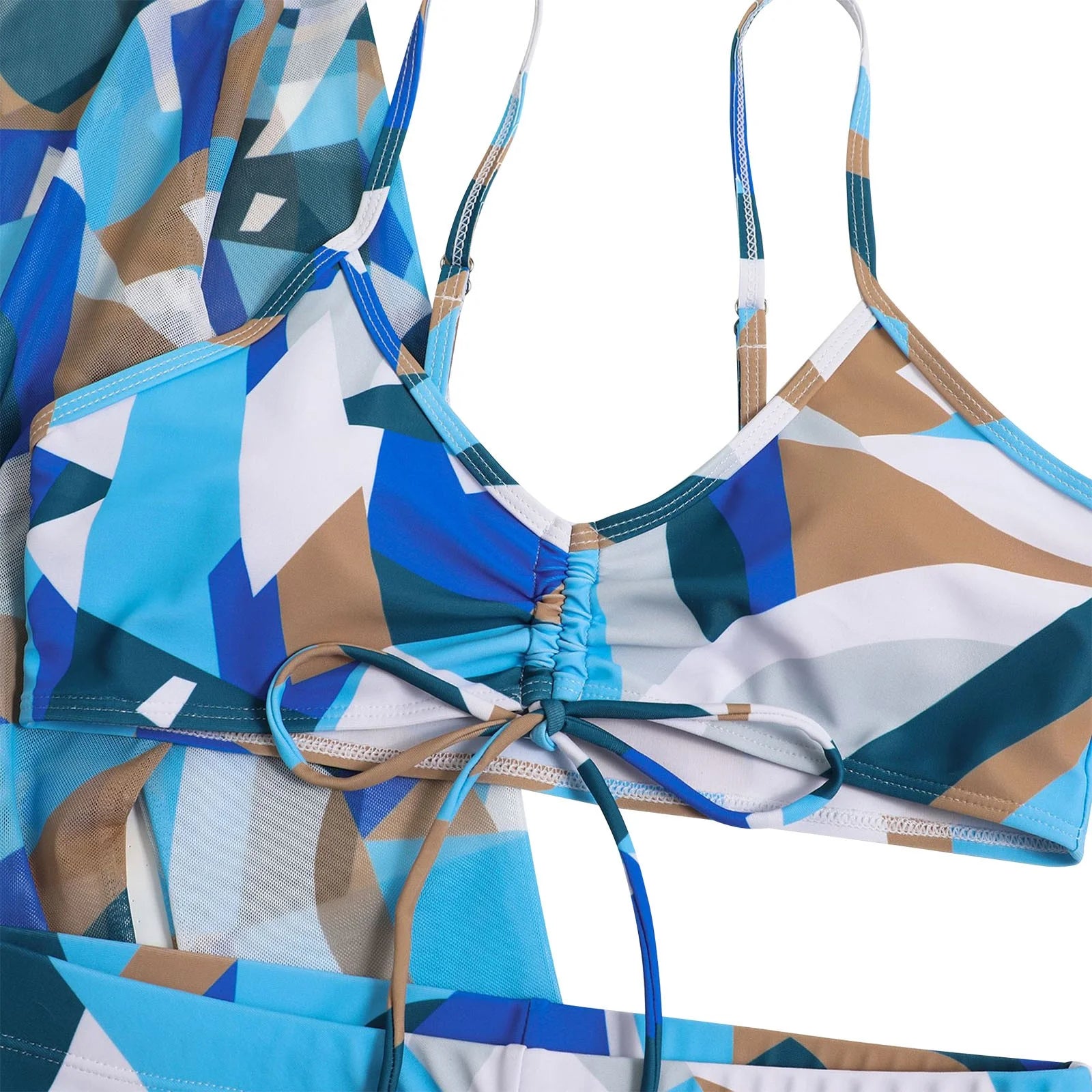 Swimsuit Women plus Size,Womens Three Piece High Waist Long Sleeve Cover-Up Separate Swimsuit Set, Swimsuits for Women 2 Piece