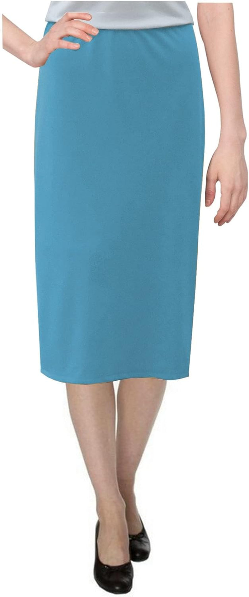 Baby'O Women's Basic Modest 26" Below The Knee Length Stretch Knit Straight Skirt