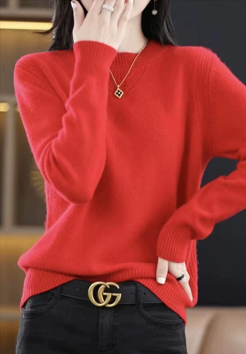 2023 New Cashmere Sweater Women O-Neck Pullover Autumn /Winter Casual Knit Tops Solid Color Cashmere Sweater Women