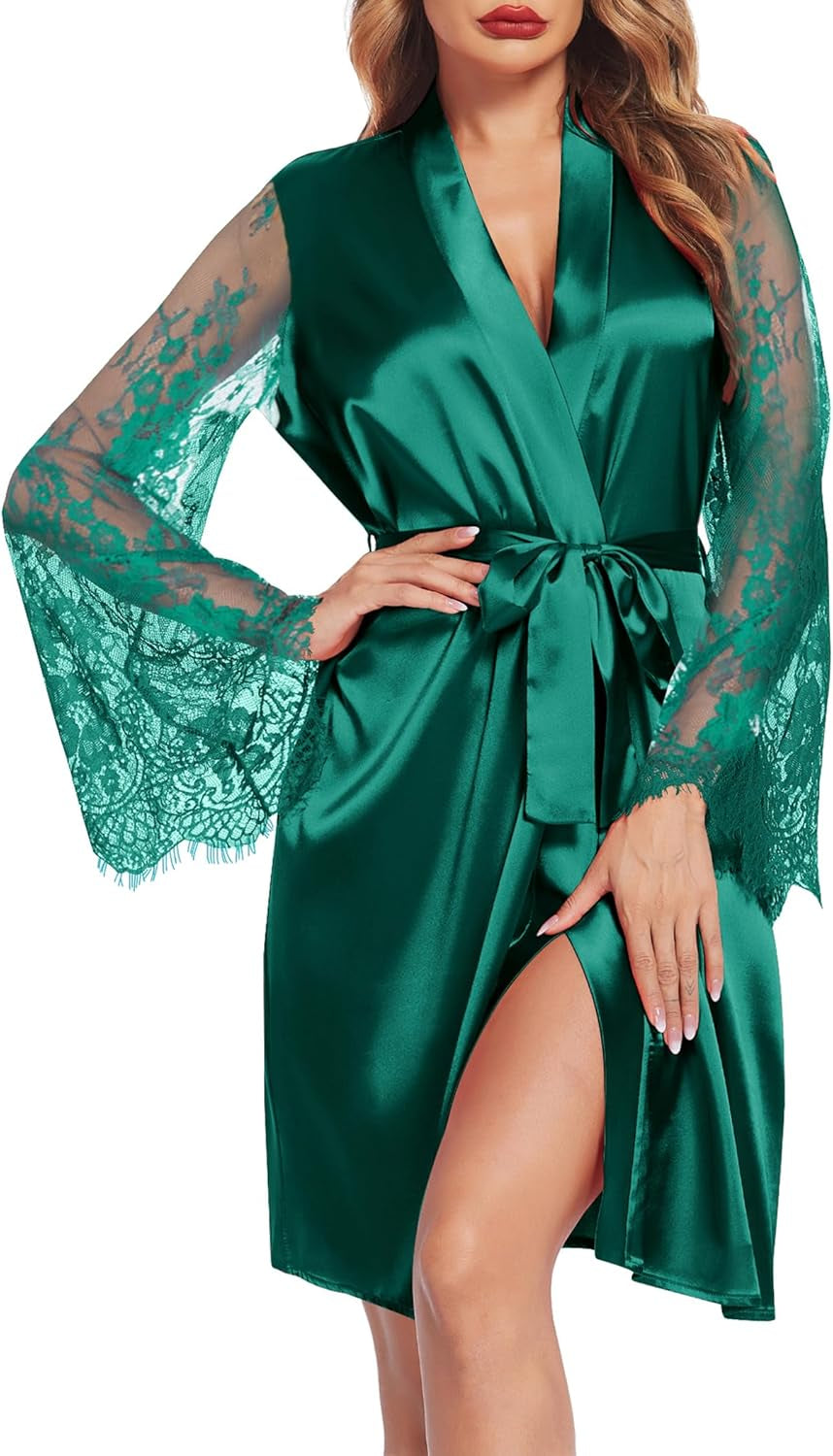 Avidlove Women'S Satin Kimono Robe for Bridesmaid and Bride Wedding Party Getting Ready Short Robe