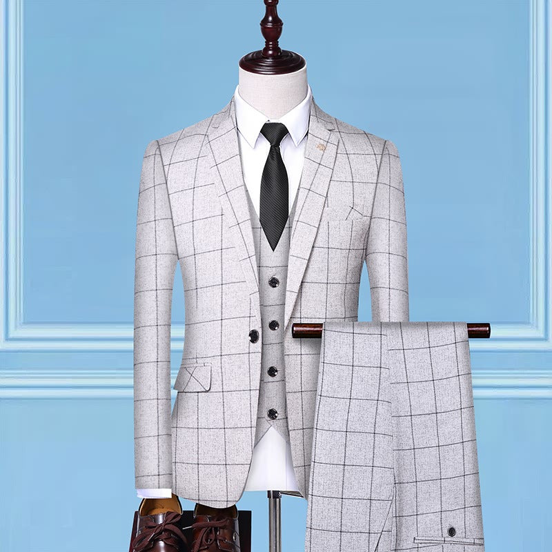 Men'Ssuits, Checkered Suits, Three-Piece Suits, Work Suits, Professional Suits, Men'S Clothing Trends