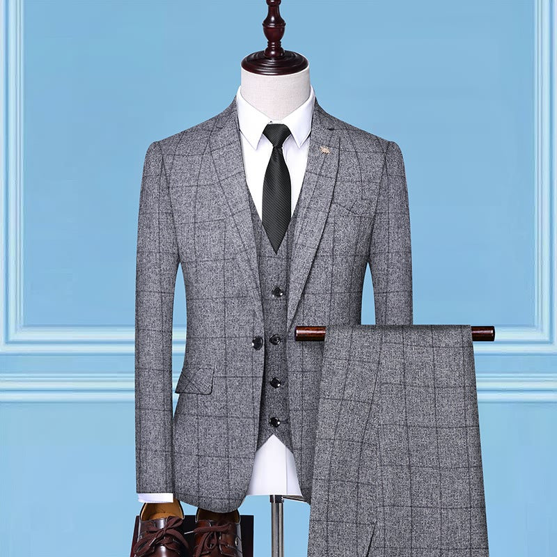 Men'Ssuits, Checkered Suits, Three-Piece Suits, Work Suits, Professional Suits, Men'S Clothing Trends