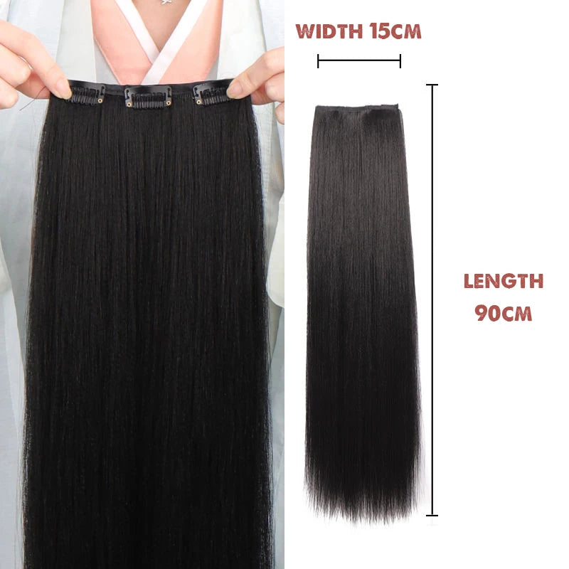 Hanfu Wig Piece Corn Whisker Hairstyle One Piece Hair Extension Non Knotted Long Straight Hair Piece Antique Hairstyle for Women