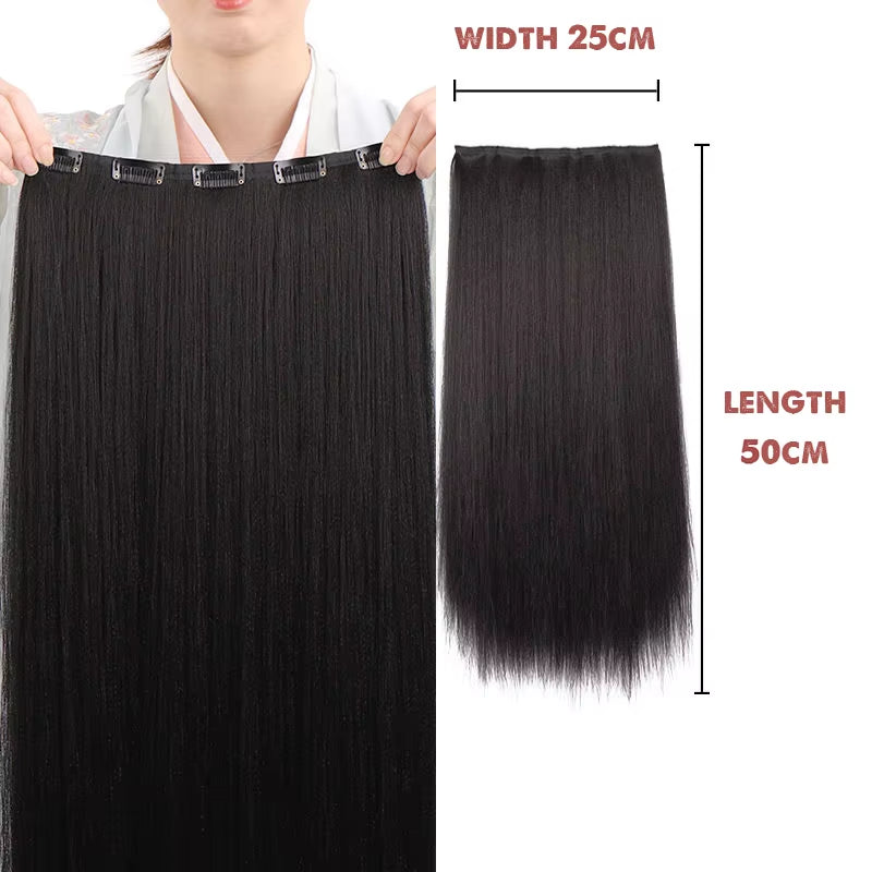 Hanfu Wig Piece Corn Whisker Hairstyle One Piece Hair Extension Non Knotted Long Straight Hair Piece Antique Hairstyle for Women