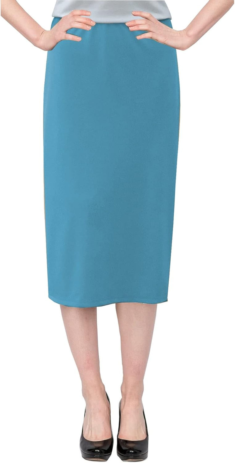 Baby'O Women's Basic Modest 26" Below The Knee Length Stretch Knit Straight Skirt