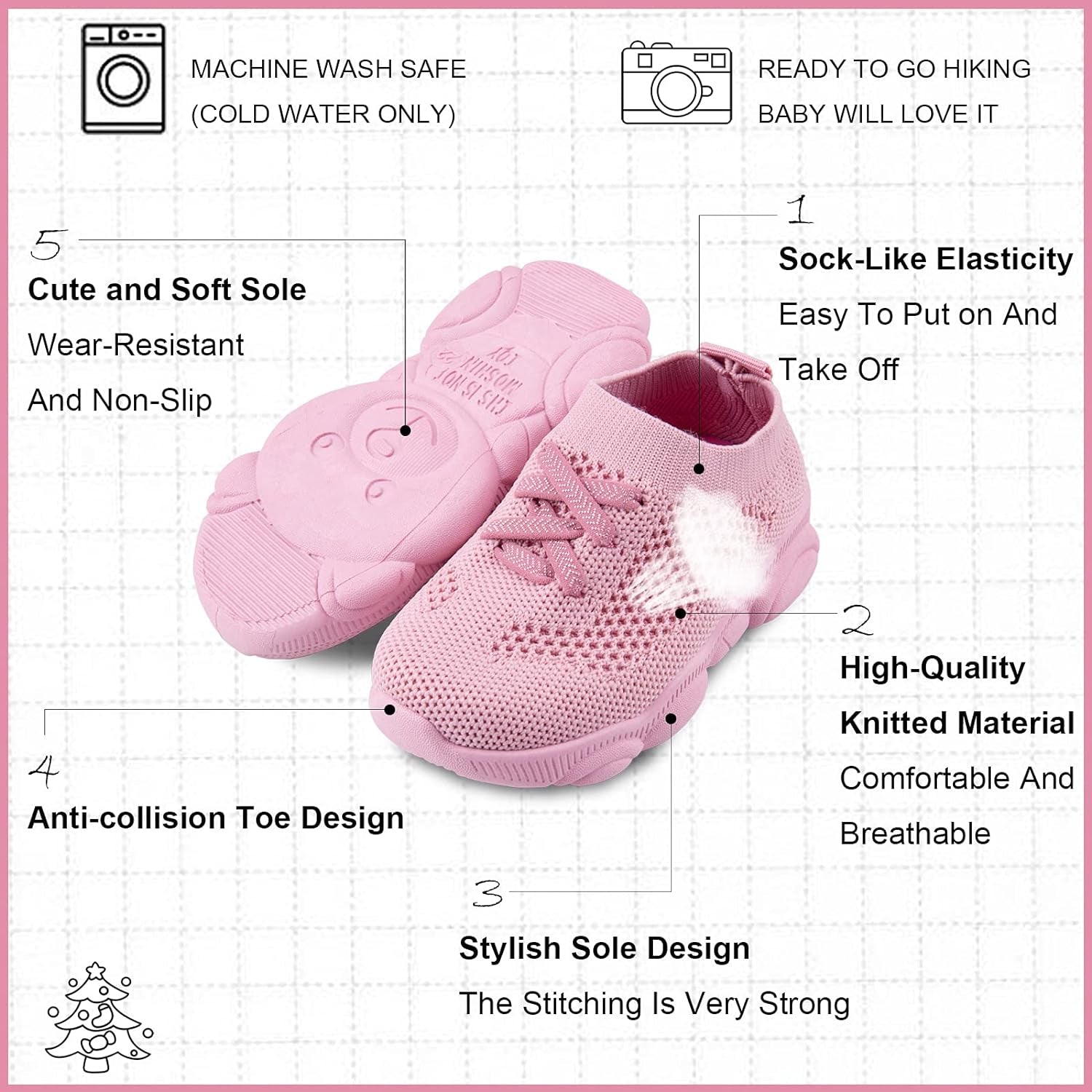 Toddler Baby Girls Boys Tennis White Walking Barefoot Slip on Shoes 18-24 Months Size 5 Wide Toe Box Summer Soft Sole Flexible Dinosaur Cheer Shoes Breathable Outdoor Soccer Rubber Sneakers