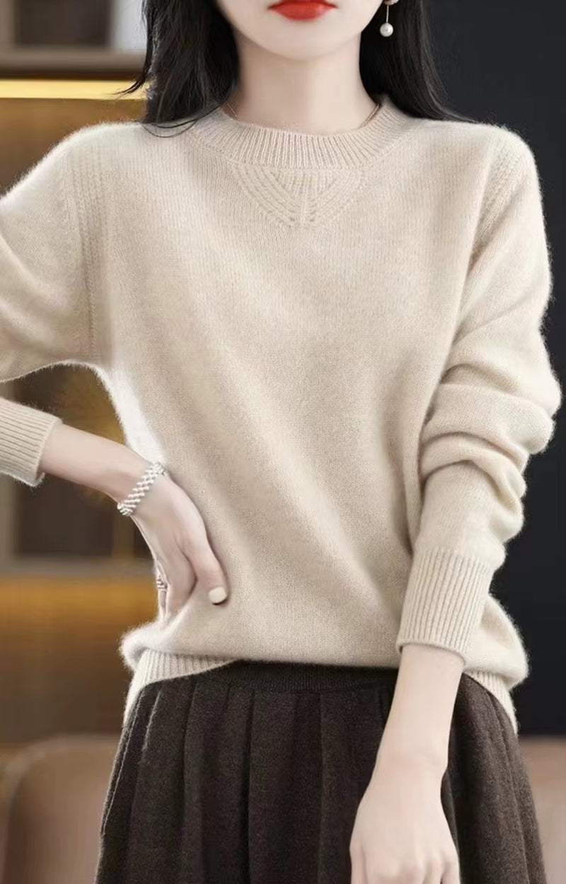 2023 New Cashmere Sweater Women O-Neck Pullover Autumn /Winter Casual Knit Tops Solid Color Cashmere Sweater Women
