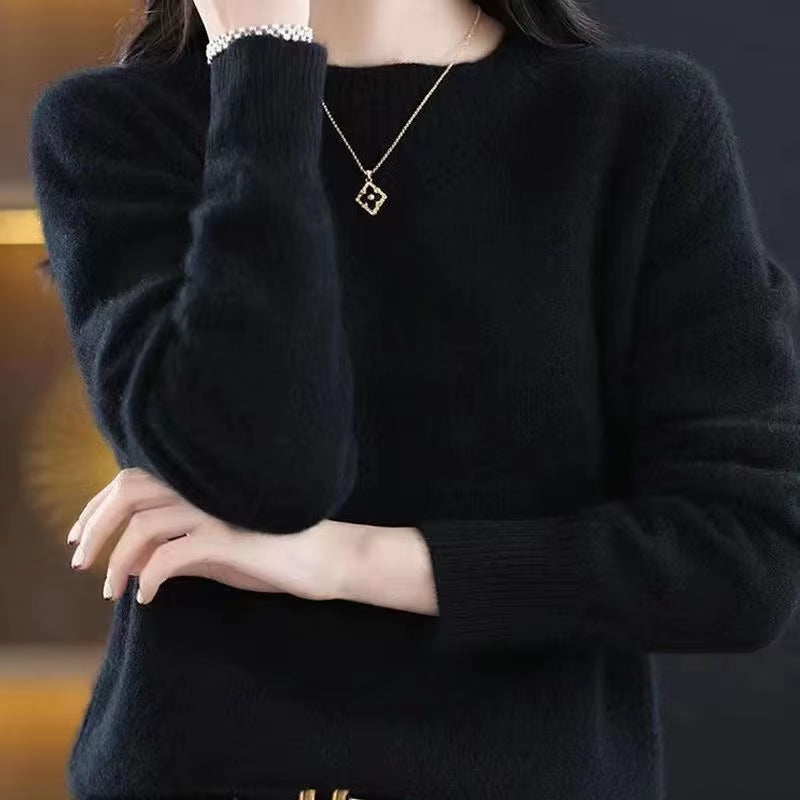 2023 New Cashmere Sweater Women O-Neck Pullover Autumn /Winter Casual Knit Tops Solid Color Cashmere Sweater Women