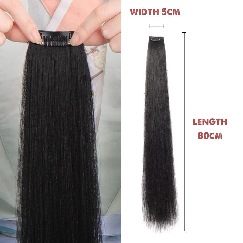 Hanfu Wig Piece Corn Whisker Hairstyle One Piece Hair Extension Non Knotted Long Straight Hair Piece Antique Hairstyle for Women