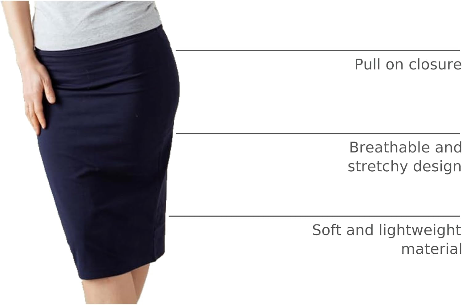 ESTEEZ Women's Form Fitting Snug Pencil Skirt - Modest Stretchy Below The Knee - Chicago