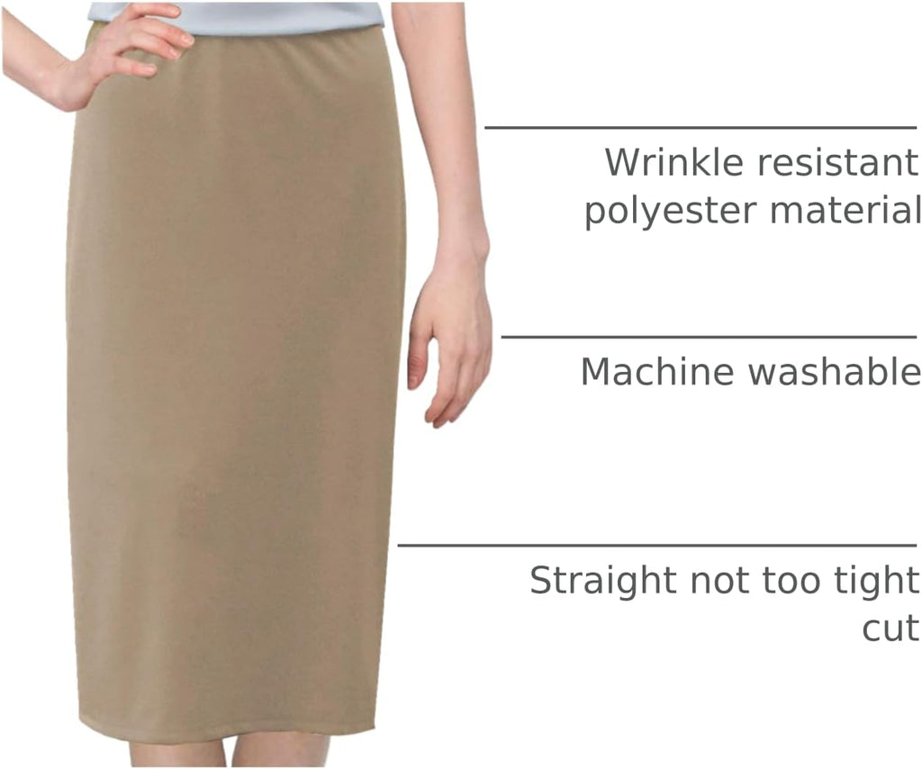 Baby'O Women's Basic Modest 26" Below The Knee Length Stretch Knit Straight Skirt