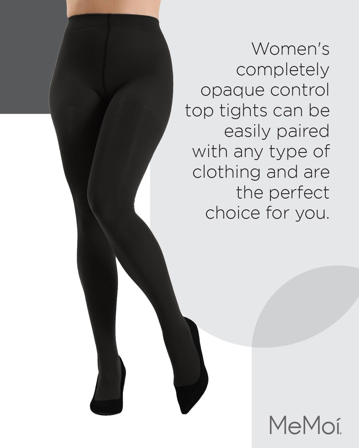 MeMoi Control Top Solid Microfiber Tights 2 Pack