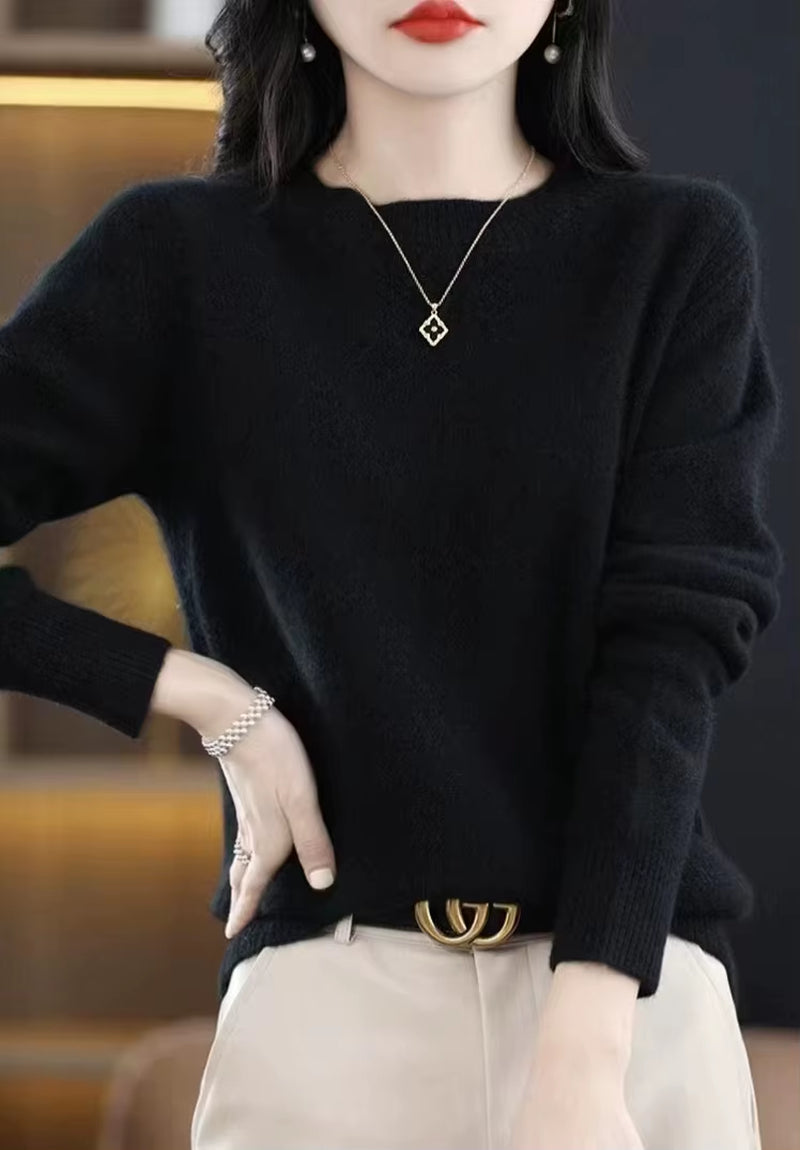 2023 New Cashmere Sweater Women O-Neck Pullover Autumn /Winter Casual Knit Tops Solid Color Cashmere Sweater Women