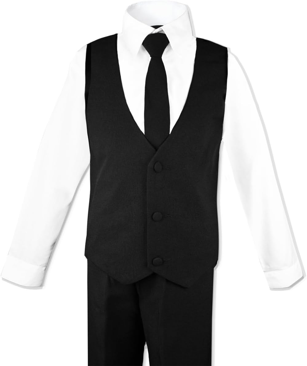 Black n Bianco Boys' Formal Black Suit with Shirt and Vest