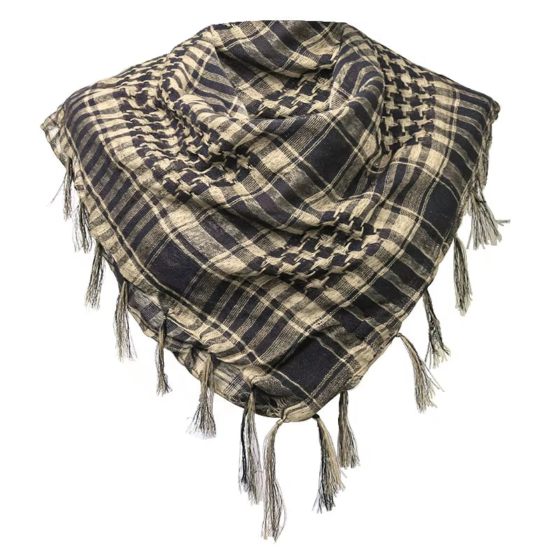 Houndstooth Scarf Plaid Hijab Bandana Hiking Scarves Arab Tactical Elegant Womens Shawl Shemagh Light Tassel for Men 100X100Cm