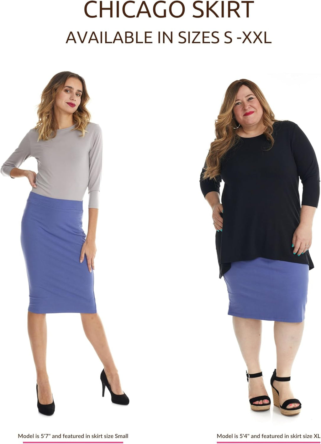 ESTEEZ Women's Form Fitting Snug Pencil Skirt - Modest Stretchy Below The Knee - Chicago