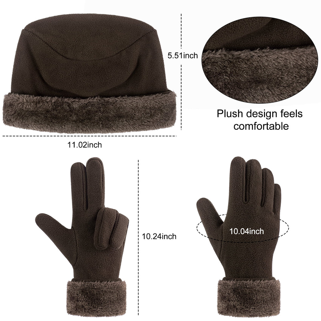 Winter Hats for Women Long Classic Scarf Warmer Gloves Set Winter Accessories for Women Brown