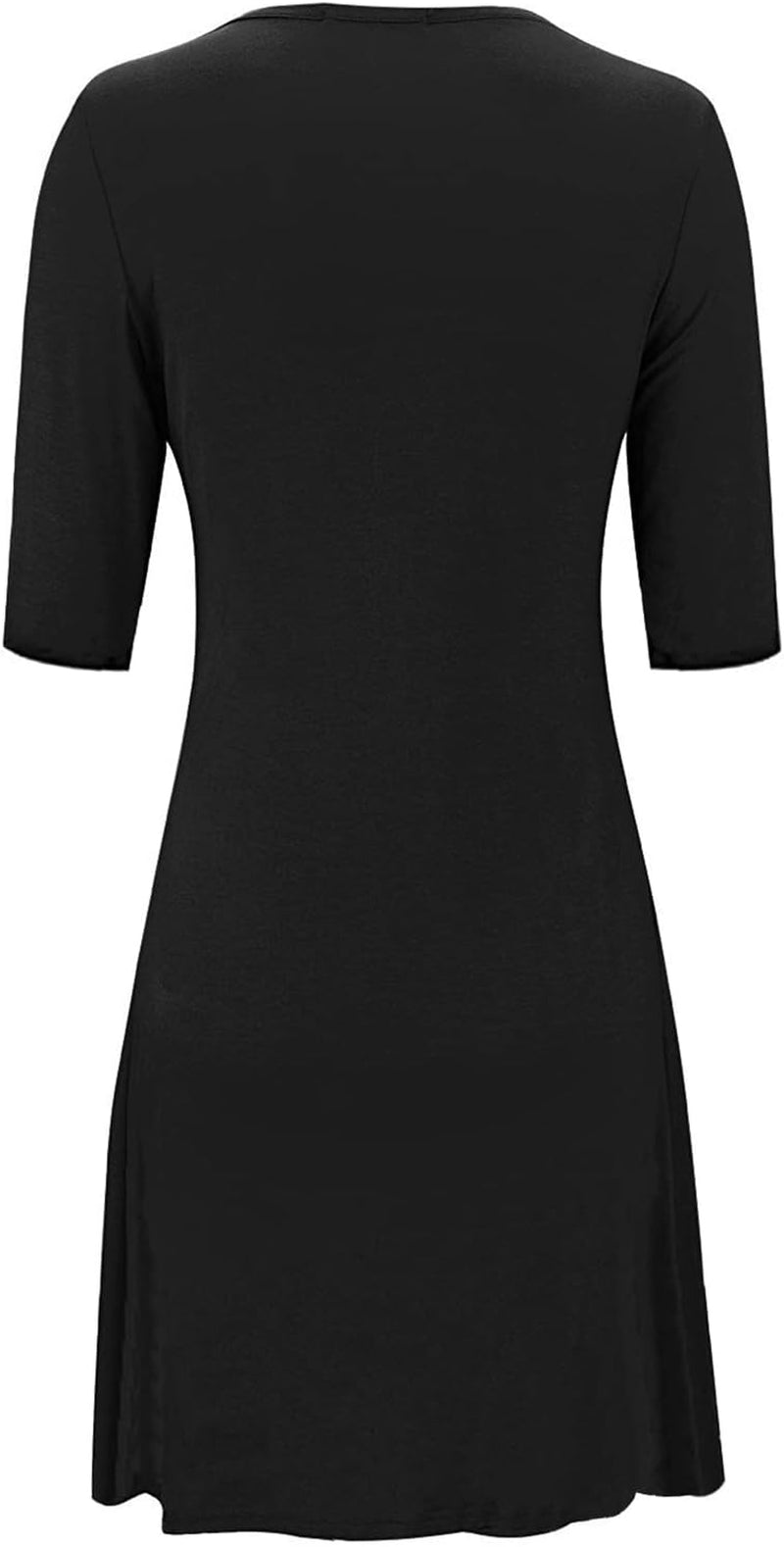 Womens Summer Casual Half Sleeve Empire Waist Loose Swing Pleated Modest Work Tunic T Shirt Dresses