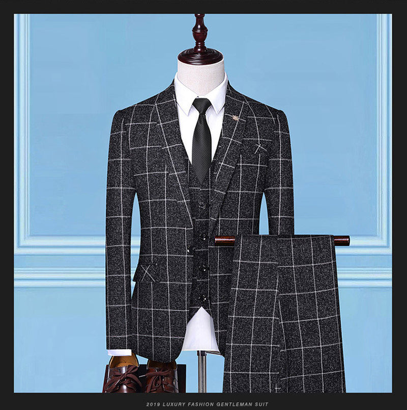 Men'Ssuits, Checkered Suits, Three-Piece Suits, Work Suits, Professional Suits, Men'S Clothing Trends