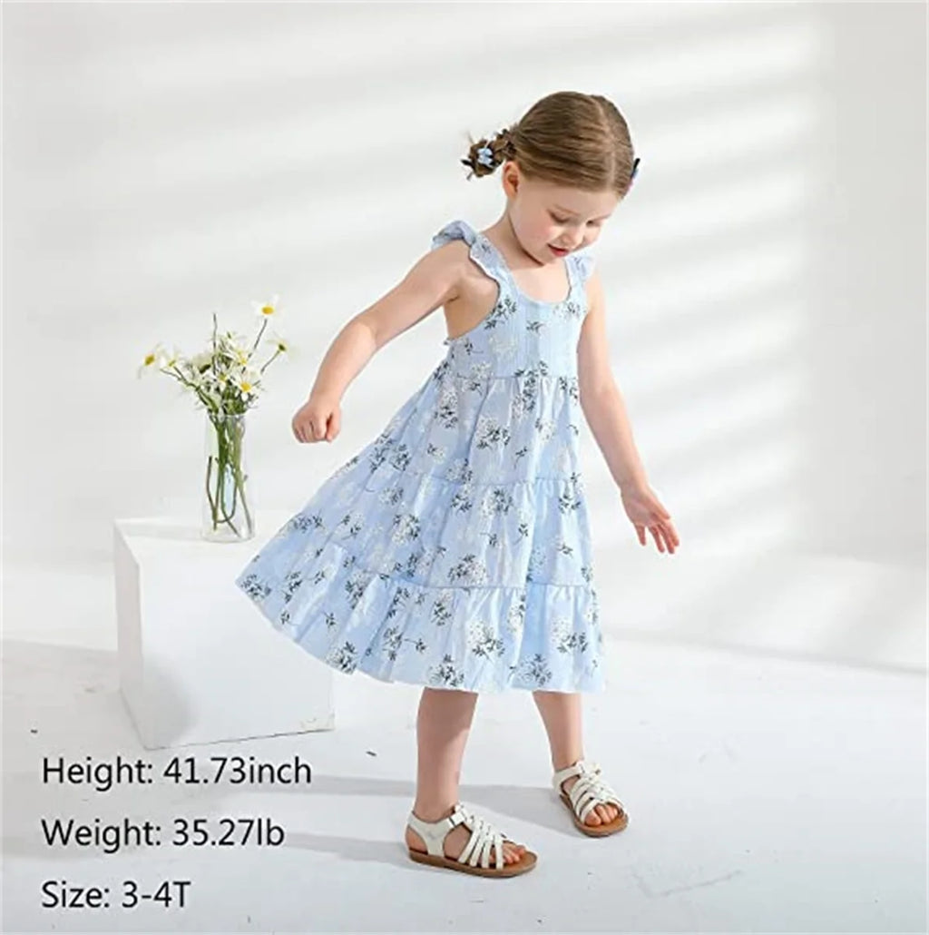 Baby Girls Summer Sleeveless Dress Kid Princess Flower Beach Butterfly Sundress for 2-3T