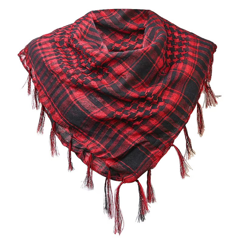 Houndstooth Scarf Plaid Hijab Bandana Hiking Scarves Arab Tactical Elegant Womens Shawl Shemagh Light Tassel for Men 100X100Cm