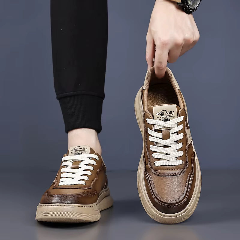 2025 New Male Comfortable Sneakers Breathable Male All-Match Casual Shoes Brand Luxury Skate Shoes Men Leather Fashion Flats