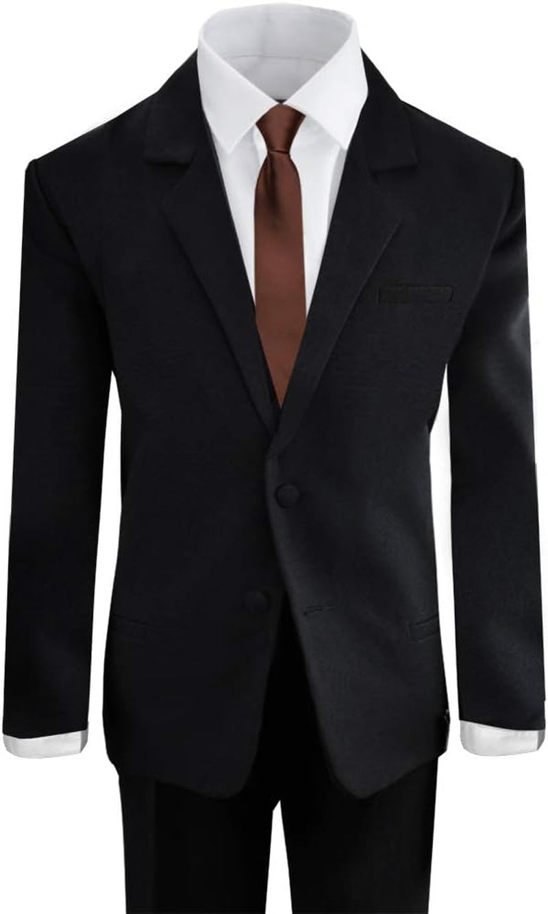 Black n Bianco Boys' Formal Black Suit with Shirt and Vest