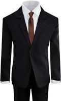 Black n Bianco Boys' Formal Black Suit with Shirt and Vest