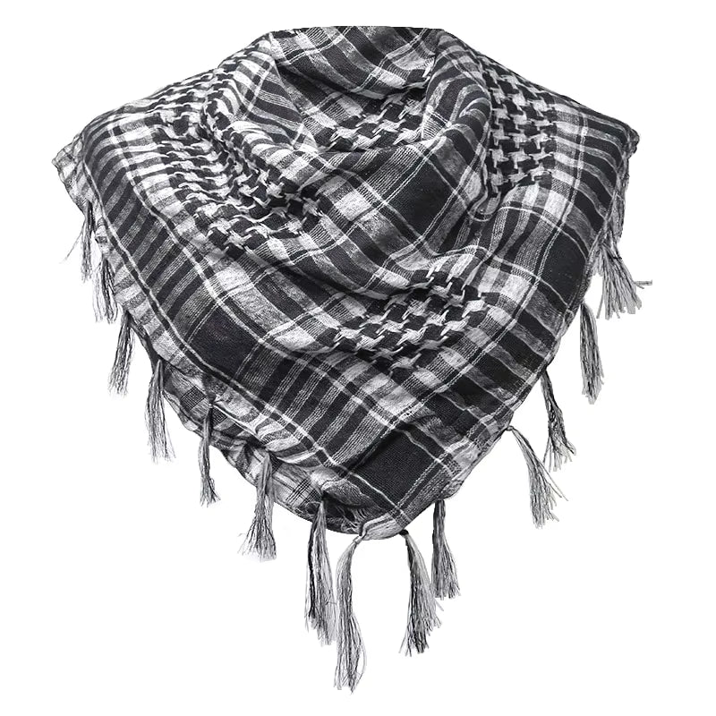 Houndstooth Scarf Plaid Hijab Bandana Hiking Scarves Arab Tactical Elegant Womens Shawl Shemagh Light Tassel for Men 100X100Cm