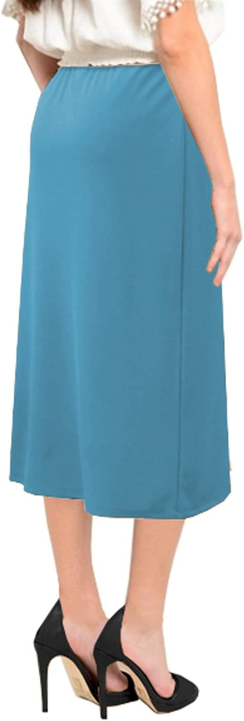 Baby'O Women's Basic Modest 26" Below The Knee Length Stretch Knit Straight Skirt