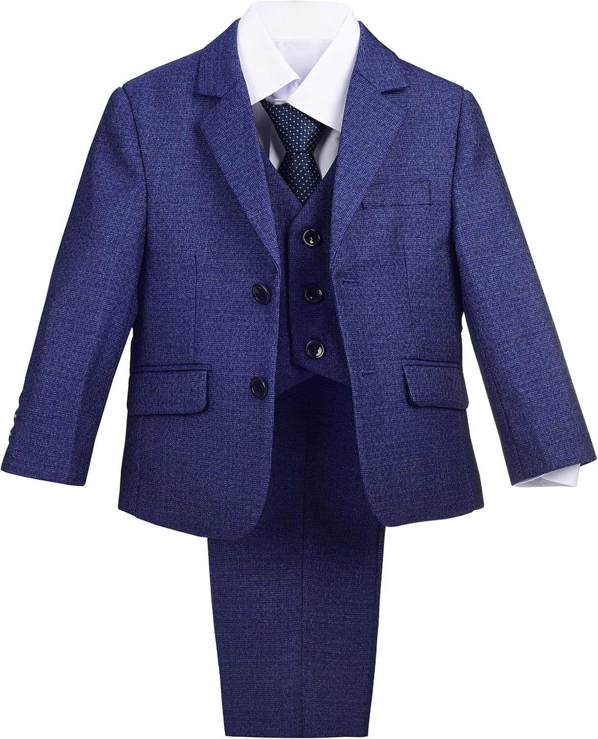 Dressy Daisy Boys Tweed Suit Formal Dress Wear Set Wedding Outfit with Blazer, Vest & Tie, Modern Fit