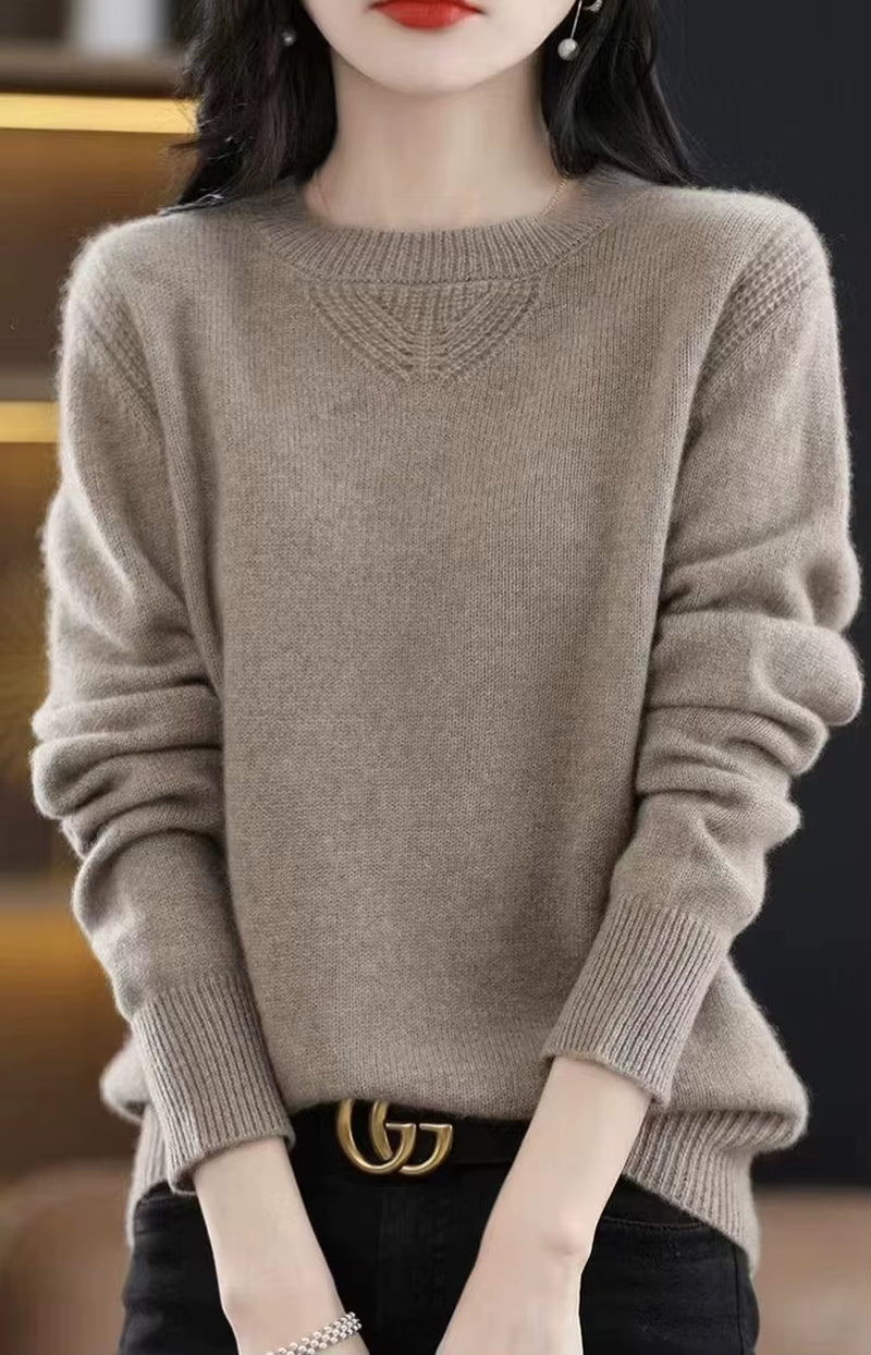 2023 New Cashmere Sweater Women O-Neck Pullover Autumn /Winter Casual Knit Tops Solid Color Cashmere Sweater Women