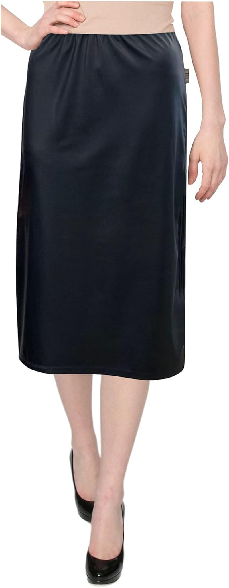 Baby'O Women's Basic Modest 26" Below The Knee Length Stretch Knit Straight Skirt
